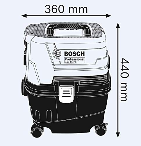 Bosch Gas 15 PS Heavy Duty Corded Electric Wet & Dry Vacuum Cleaner, 1,100W, 270 mbar, 10 Litre Tank, 6 kg + Nozzle & Accessories, 1 Year Warranty - Image 3