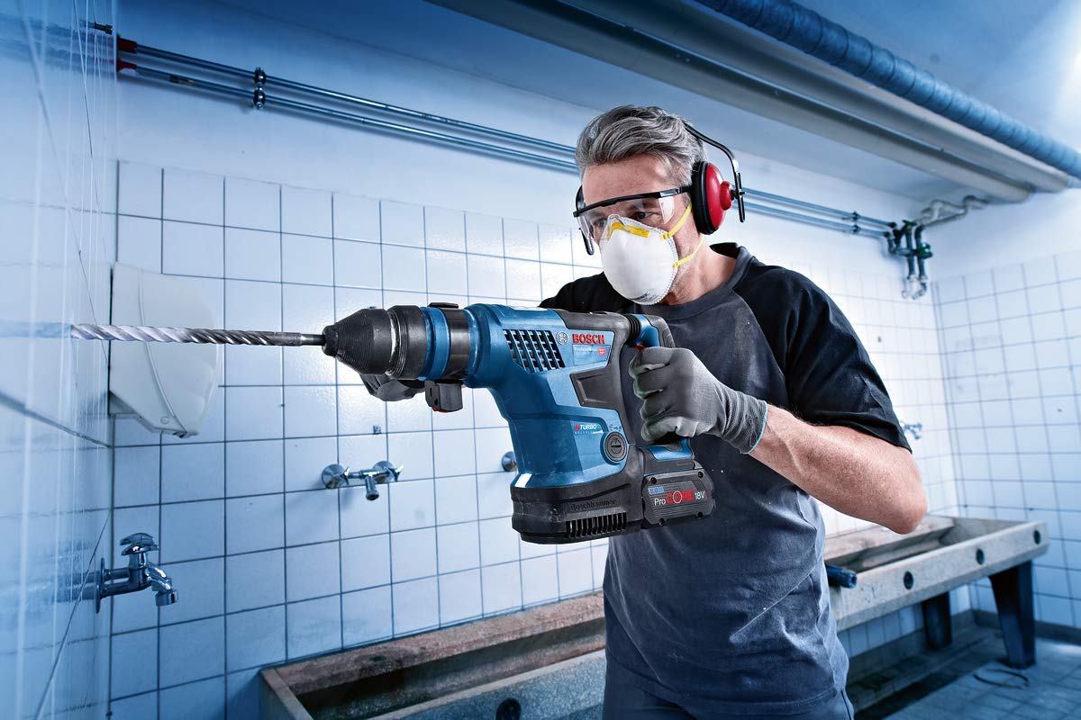 Bosch GBH 18V-34CF Heavy Duty BITURBO Cordless Rotary Hammer with SDS Plus, 5.8 J, 4.9 kg, Brushless Motor, Kickback Control, User Interface, Soft start, Bluetooth + 7 Accessories (Solo Tool) - Image 3