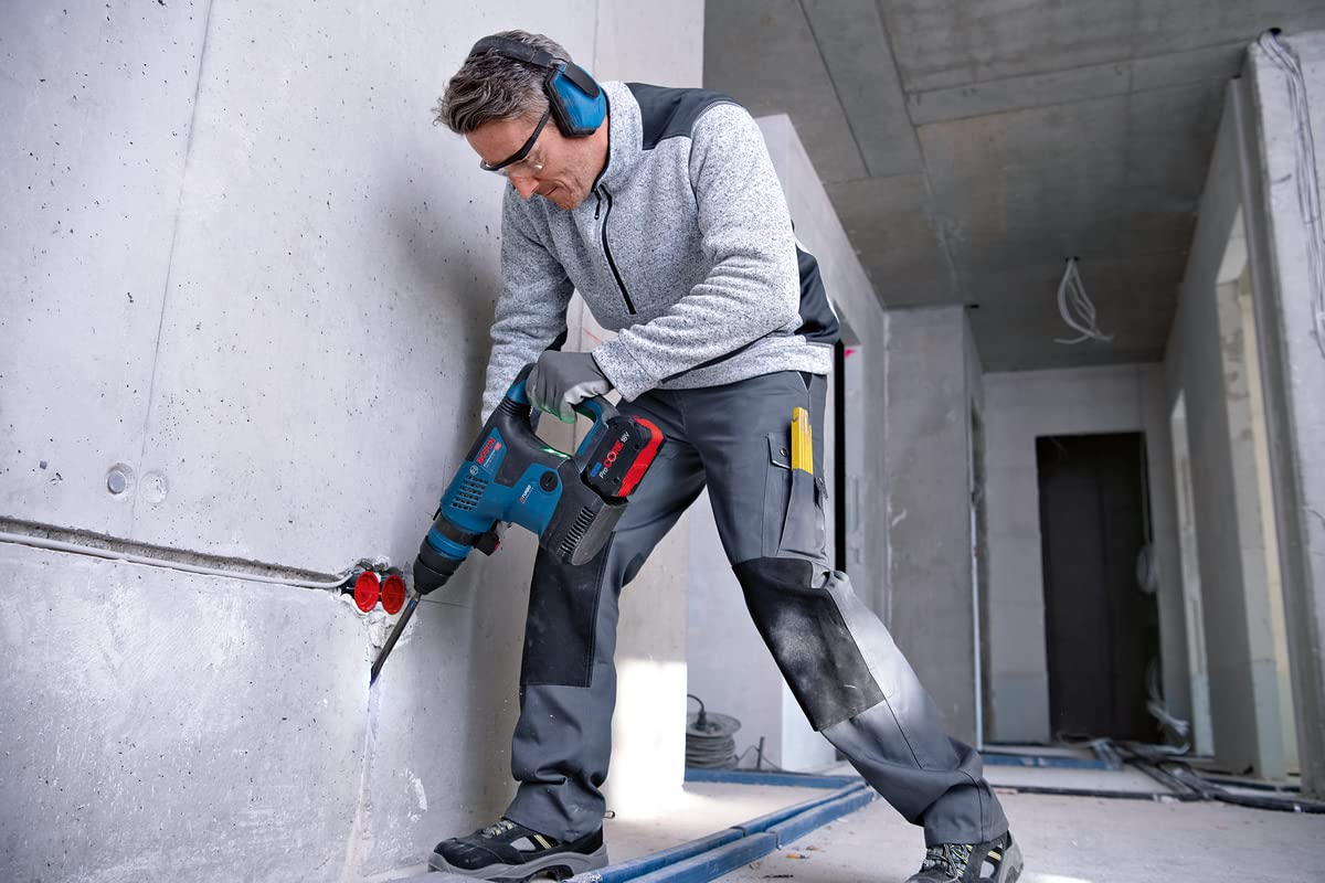 Bosch GBH 18V-34CF Heavy Duty BITURBO Cordless Rotary Hammer with SDS Plus, 5.8 J, 4.9 kg, Brushless Motor, Kickback Control, User Interface, Soft start, Bluetooth + 7 Accessories (Solo Tool) - Image 2