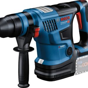 Bosch GBH 18V-34CF Heavy Duty BITURBO Cordless Rotary Hammer with SDS Plus, 5.8 J, 4.9 kg, Brushless Motor, Kickback Control, User Interface, Soft start, Bluetooth + 7 Accessories (Solo Tool)