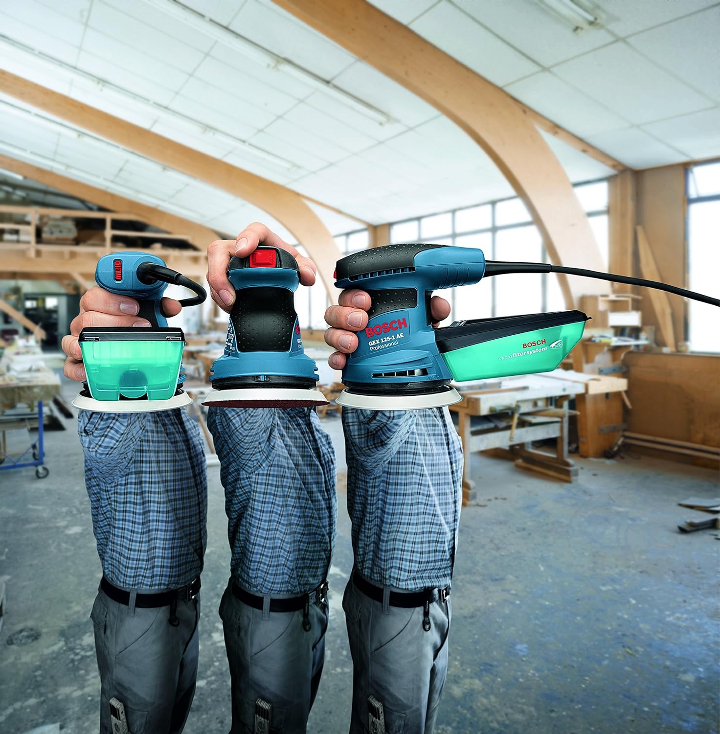 Bosch GEX 125-1 AE Heavy Duty Electric Random Orbit Sander, 250W, 12,000 rpm, 24,000 opm, 125 mm Pad Dia., Hook-and-Loop Fastening,1.3 kg + Microfilter box & Bosch Sanding Disc, 1 Year Warranty - Image 4