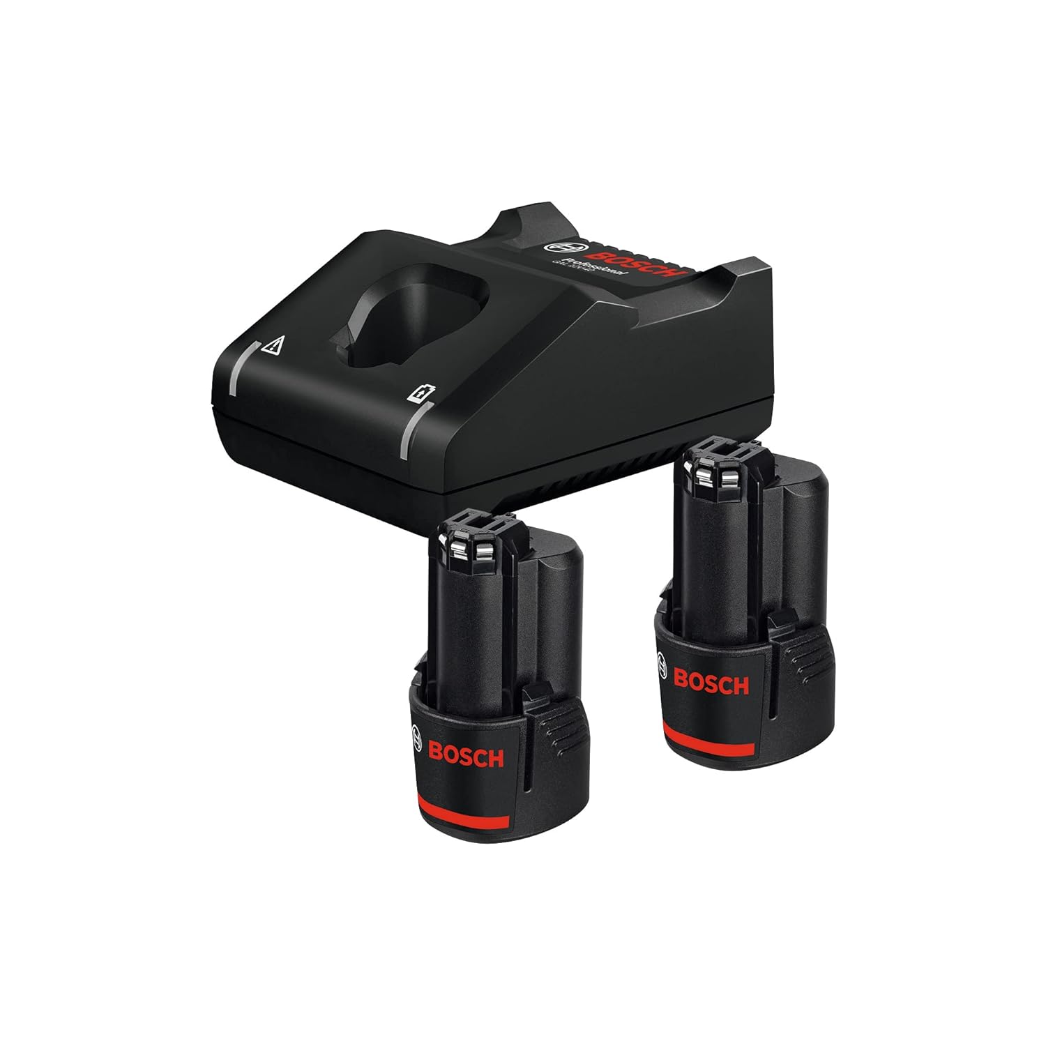 Bosch 2 X GBA 12V 2.0Ah + GAL 12V-40 Professional Cordless Battery & Charger Starter Set, Rapid Charging Speed, Lithium Ion, (Bosch Professional 12V System)