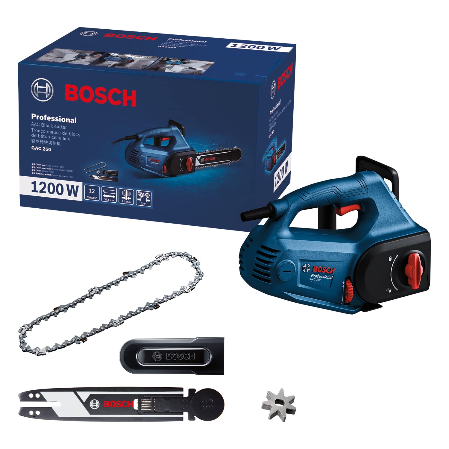 Bosch GAC 250-AAC Corded Electric Block Cutter, 1200W, 1.3mm Chain Gauge, 12 m/s, Ergonomic Handle + 1 (Bosch Guide Rail, Saw Chain & Sprocket Wheel), 1 Year Warranty - Image 5