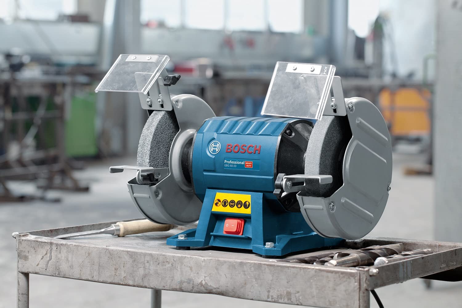 Bosch GBG 60-20 Heavy Duty Double Wheeled Bench Grinder, 600W, 200 mm Dia, 3,600 rpm, Induction Motor, Steel Protective Guards, Protective Covers, 15 kg, 2 x Bosch Grinding wheel, 1 Year Warranty - Image 3