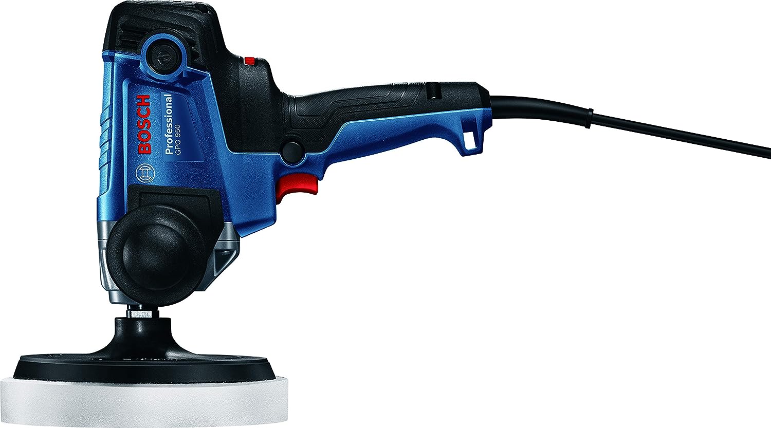 Bosch GPO 950 Heavy Duty Electric Polisher, 950 W, M14, 2,100 rpm, 180 mm Dia., Variable Speed, Constant Speed, Soft Start, 2.3 kg + 4 Bosch Accessories, 1 Year Warranty