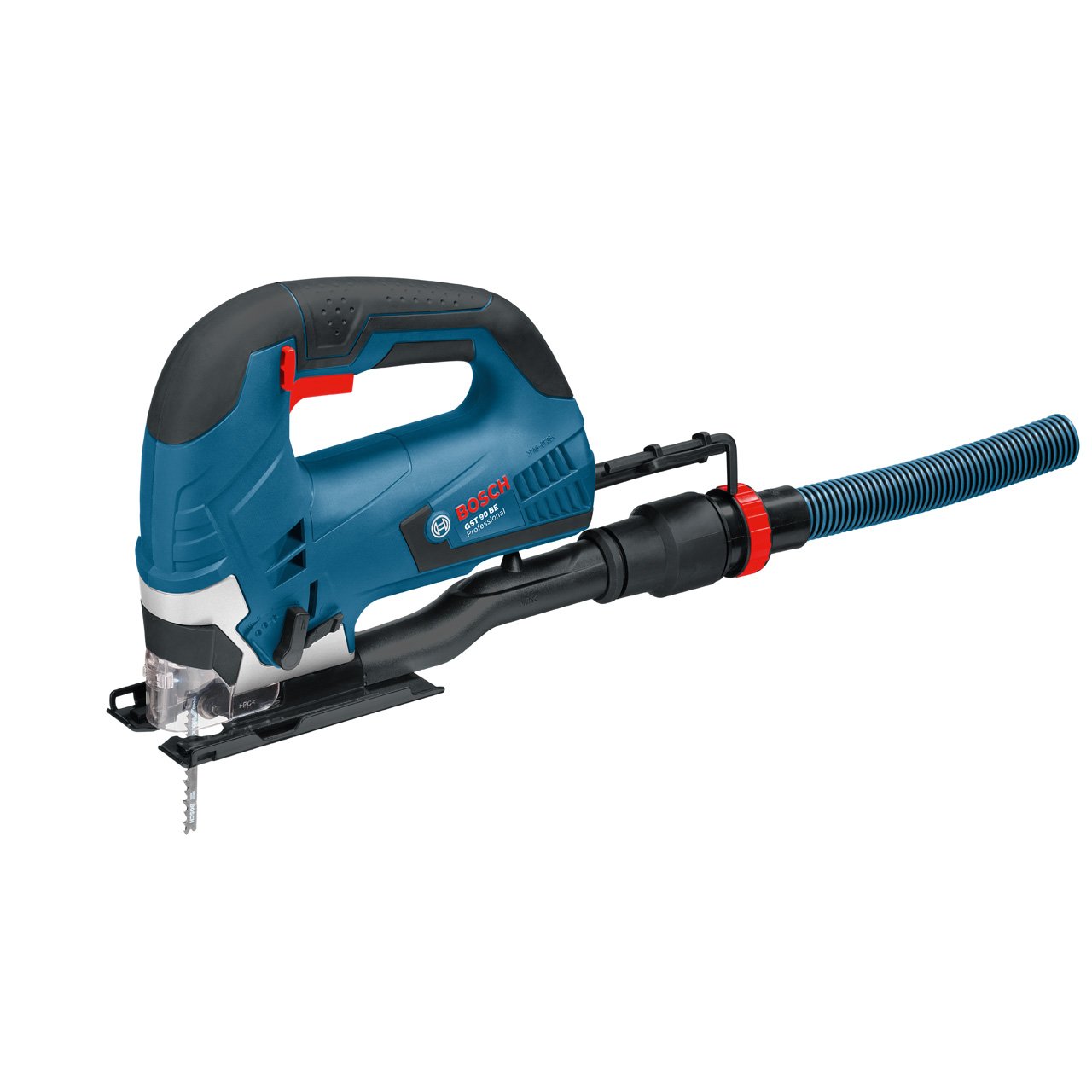 GST 90Bosch GST 90 BE Professional Heavy Duty Jigsaw, 650W, SDS, 2.6 Kg with Dust Extraction Set & 5 x T144D Blade