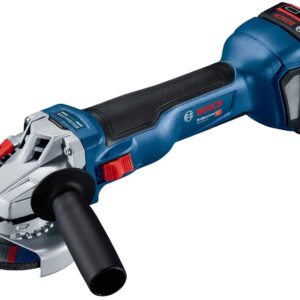 Bosch GWS 18V-10 Heavy Duty Cordless Angle Grinder, Brushless Motor, KickBack Control, 125 mm, M14, 9,000 rpm, 2.1 kg + 2 x battery GBA 18V 5.0Ah, Charger GAL 18V-40 & Accessories, 1 Year Warranty