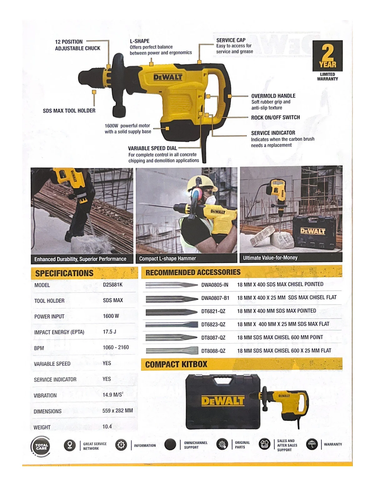 D25881K-IN 1600W, Demolition Hammer - Image 3